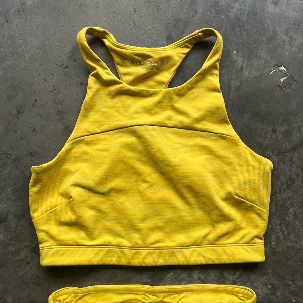Outdoor Voices TechSweat Crop Top Sports Bra Yellow Size Small
